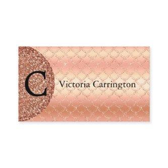 Rose Gold Monogram Glitter Mermaid Pattern Bling