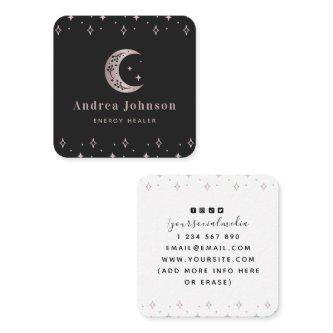 Rose Gold Mystic Moon Star Sparkles Modern Witch Square