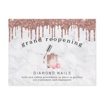 Rose Gold Nail Salon Grand Reopening Covid Safety Postcard