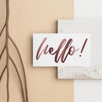 Rose Gold Ombre Hello in Handwriting on White