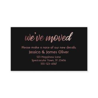 Rose Gold Ombre on Black "We've Moved" Card