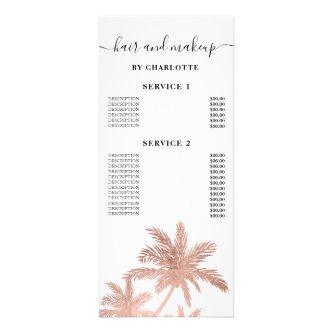 Rose gold palm tree hair makeup price rack card
