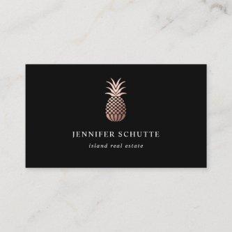 Rose Gold Pineapple Chic Black Island Realty Group
