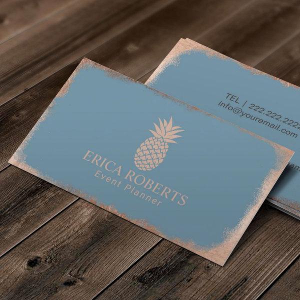 Rose Gold Pineapple Dusty Blue Event Planning