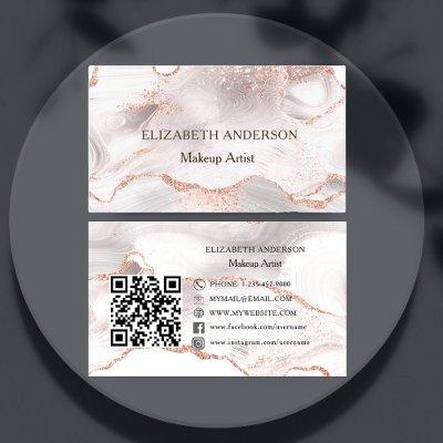 Rose gold pink agate QR code social media luxury