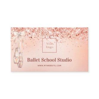 Rose gold pink ballet studio school logo
