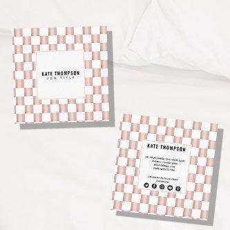 Rose Gold Pink Checkerboard Pattern Social Media Square