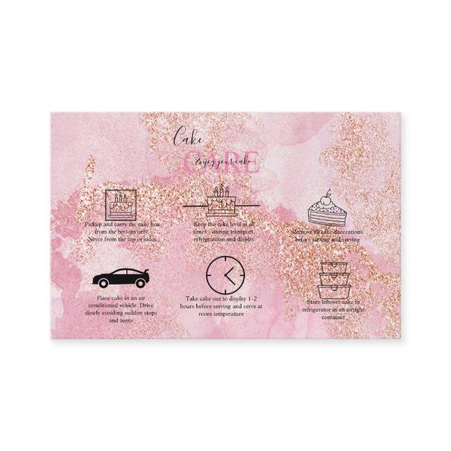 Rose Gold Pink Glitter Cake Care