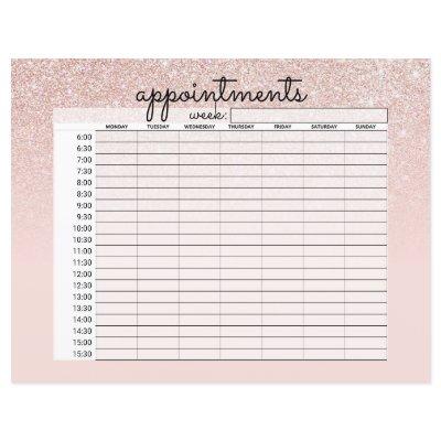 Rose Gold Pink Glitter Ombre Business Appointments