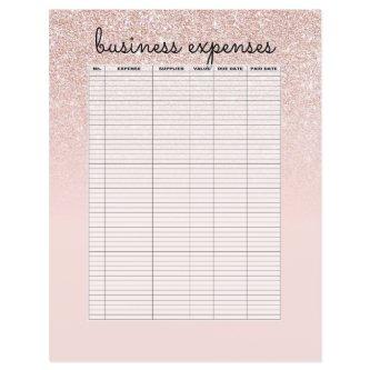 Rose Gold Pink Glitter Ombre Business Expenses