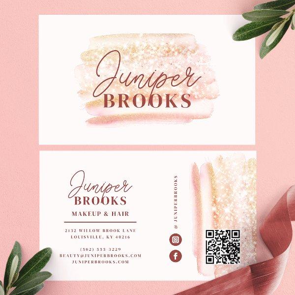 Rose Gold Pink Glitter Social Media QR Code