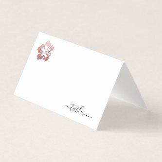 Rose Gold Pink Hibiscus Place Card Donation Poem