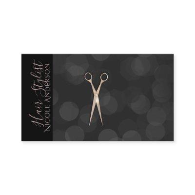 Rose Gold Pink Scissors Black Minimal Hair Stylist