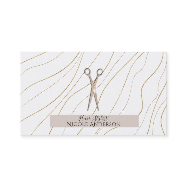 Rose Gold Pink Scissors Gold Wavy Hair Stylist