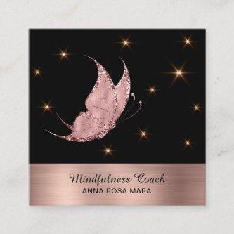 *~* Rose Gold QR code Glitter Butterfly Mystical Square