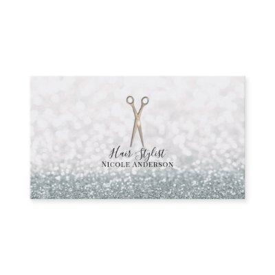 Rose Gold Scissors White Glitter Hair Stylist