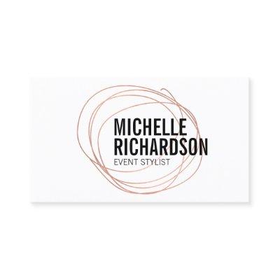Rose Gold Scribble with Bold Text Abstract Design