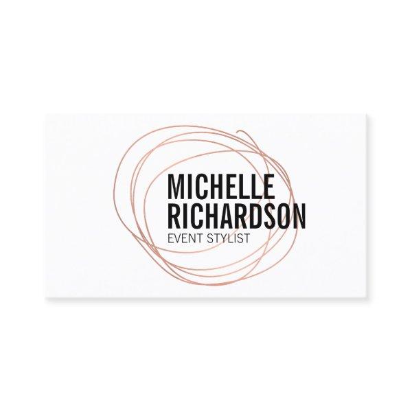 Rose Gold Scribble with Bold Text Abstract Design