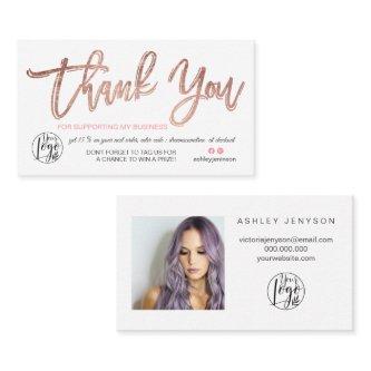 Rose gold script photo logo order thank you