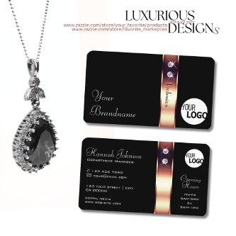 Rose Gold Shimmer Decor on Black Diamonds and Logo