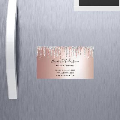 Rose gold silver glitter metallic elegant modern  magnet