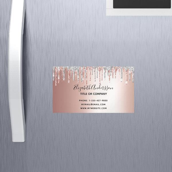 Rose gold silver glitter metallic elegant modern  magnet