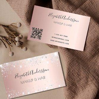 Rose gold silver QR code glitter