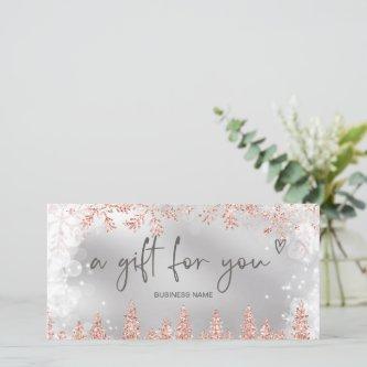Rose gold silver snow pine logo gift certificate
