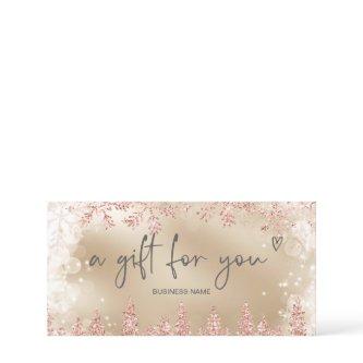 Rose gold snow pine logo gift certificate