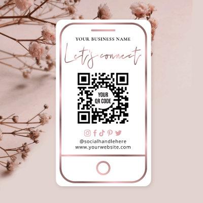 Rose Gold Social Media QR Code Connect With Us
