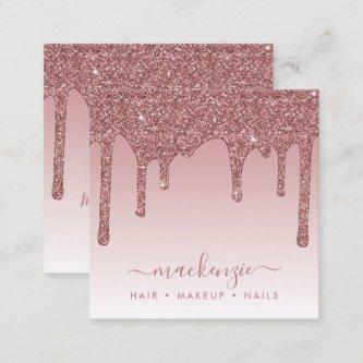 Rose Gold Sparkle Dripping Glitter Luxury Ombre Sq Square