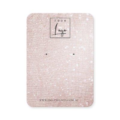 Rose Gold Sparkle Glitter Logo Earring Display