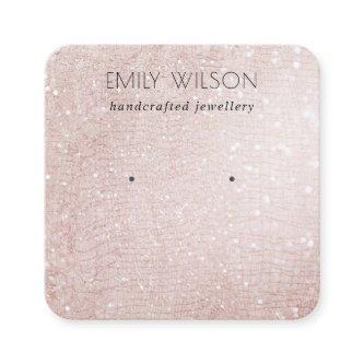 Rose Gold Sparkle Glitter Shiny Earring Display Square