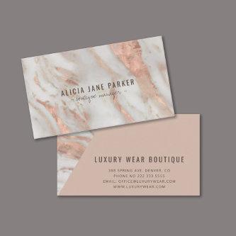 Rose gold veined marble stone boutique manager