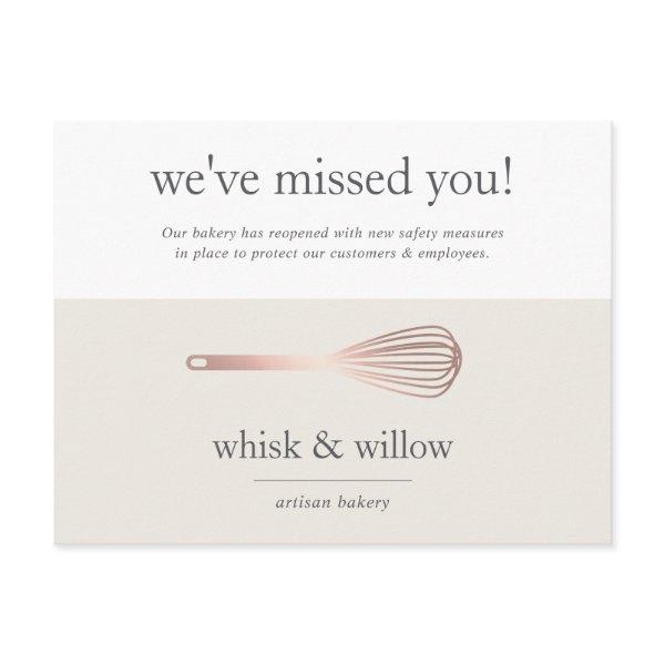 Rose Gold Whisk | Bakery Business Reopening Postcard