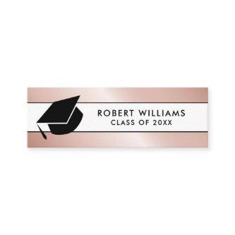 Rose Gold White Chic Grad Cap Graduation Insert