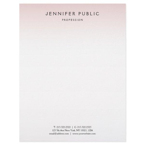 Rose Gold White Minimalist Elegant Modern Letterhead