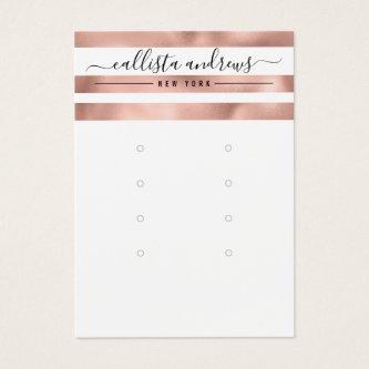 Rose Gold White Stripes Earring Display Card
