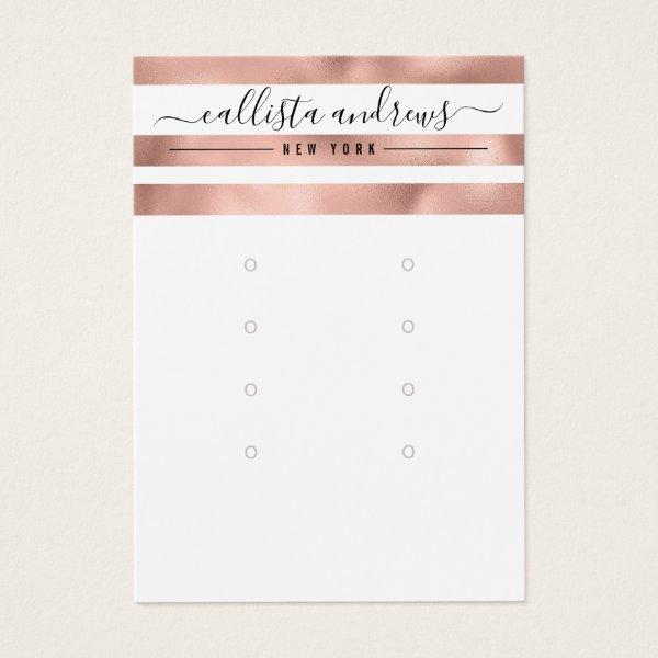 Rose Gold White Stripes Earring Display Card