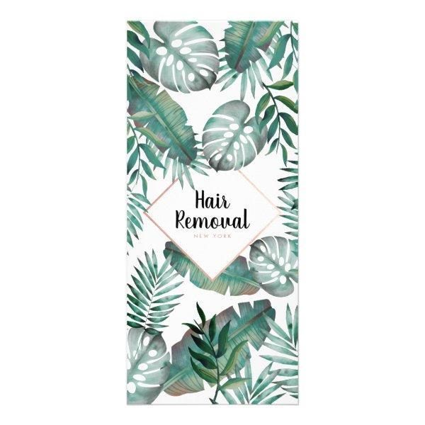 Rose gold white tropical price list salon services rack card