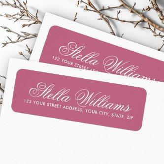 Rose mauve romantic calligraphy script label