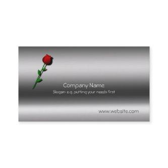 Rose on single stem with metallic-look
