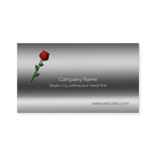 Rose on single stem with metallic-look