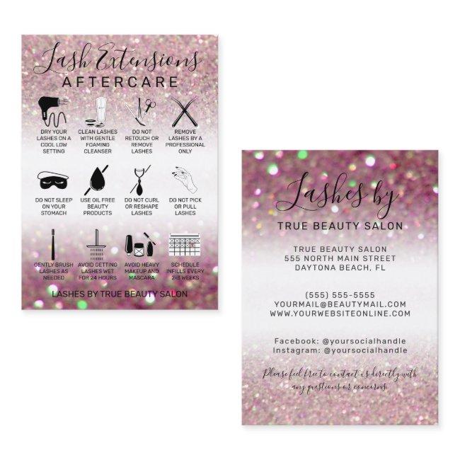 Rose Pink Glitter Lash Extensions Aftercare Icon