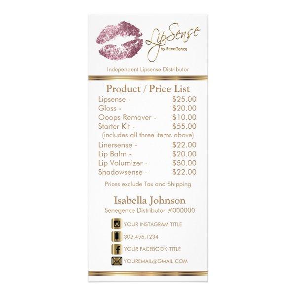 Rose Pink Glitter Lips - White -  Price List Rack Card