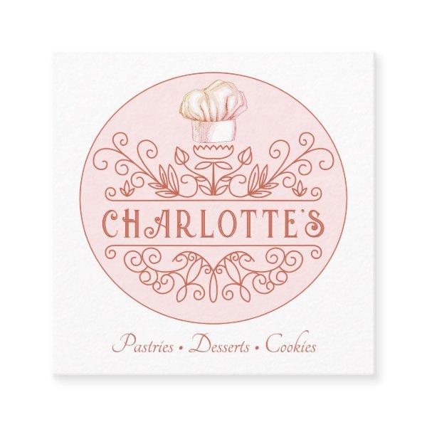 Rose Pink Logo Bakery Pastry Chef Baker's Square