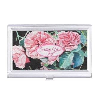 Rose Pink Roses floral Follow Your Joy Pattern  Case