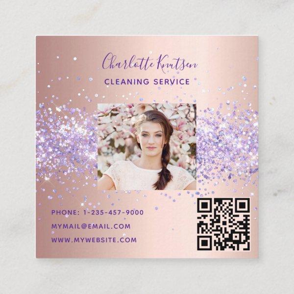 Rose purple dust cleaning service photo qr code square