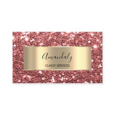 Rose Red Gold Frame Glitter QR Code   Business Car
