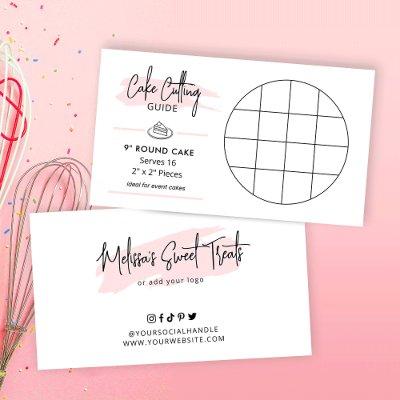 Round 9" Cake Cutting Diagram 2x2 Servings Guide Enclosure Card